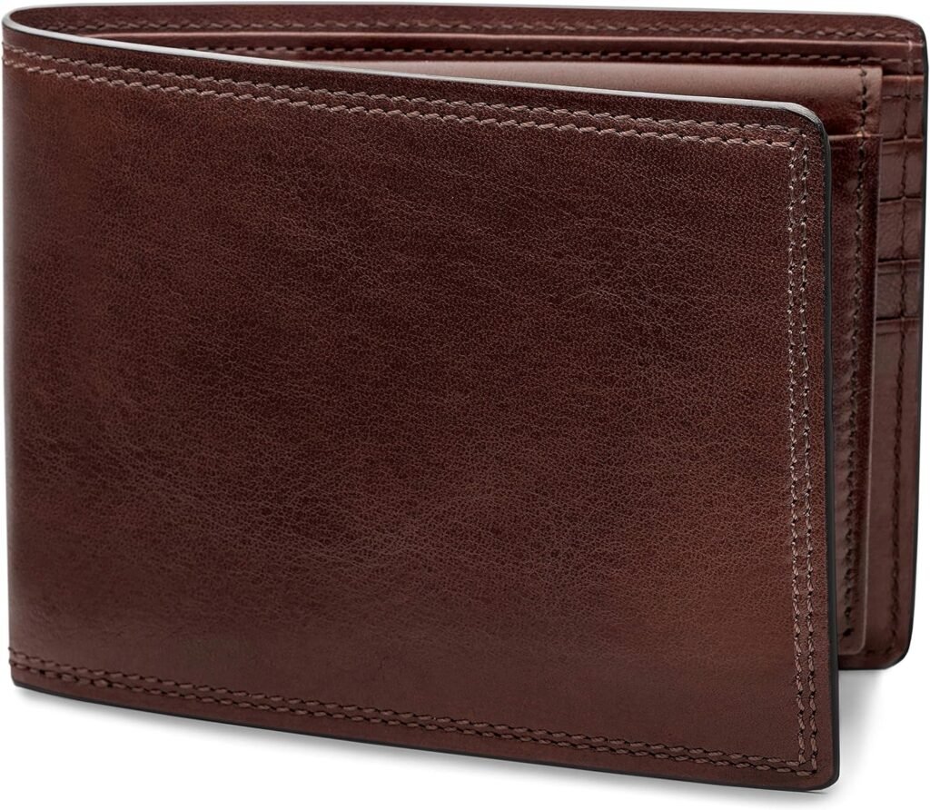 Bosca Mens Wallet, Dolce Leather Credit Wallet with I.D. Passcase, Dark Brown