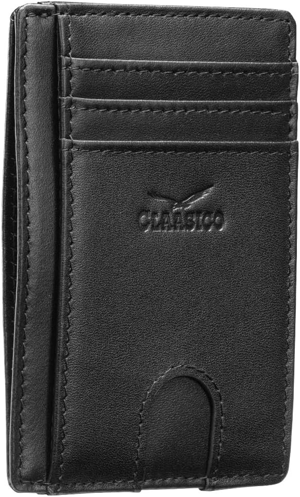 Claasico Front Pocket Small Minimalist Leather Wallet RFID Blocking Vintage Leather Credit Card Holder with Gift Box