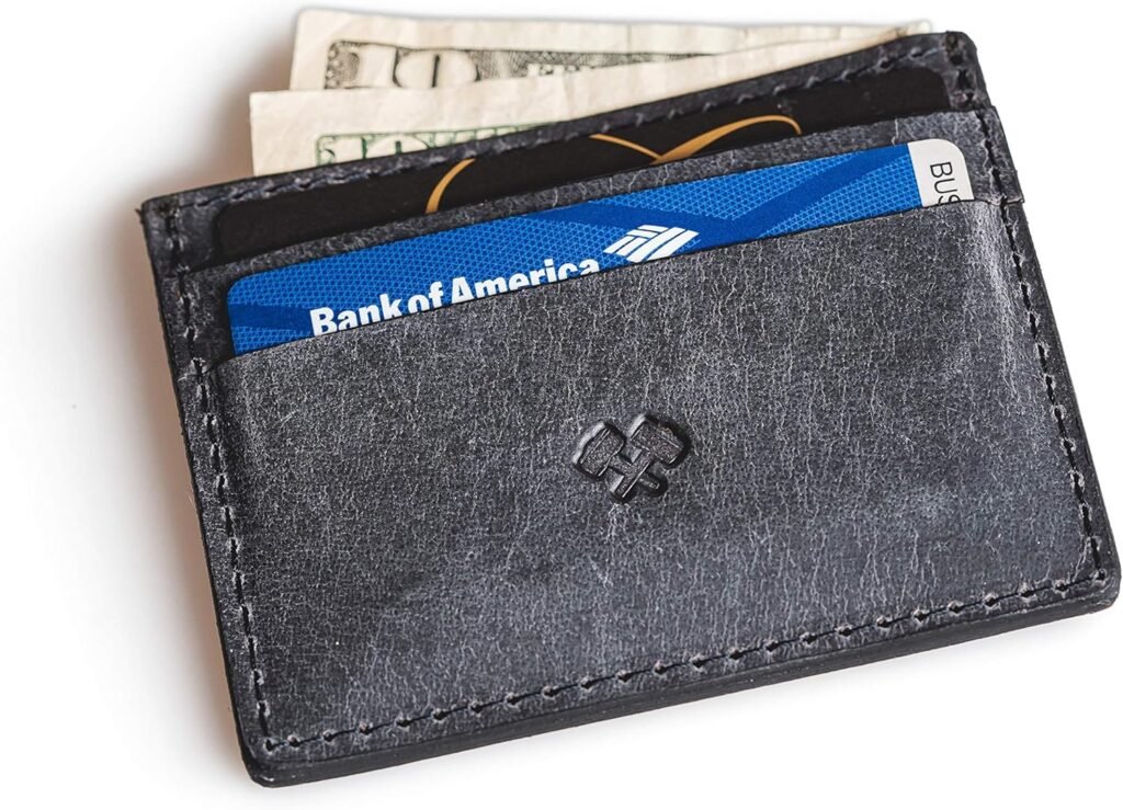 Men’s Slim Wallet | Made in USA | Full Grain Leather | Minimalist Front Pocket Wallet | Tobacco Snakebite