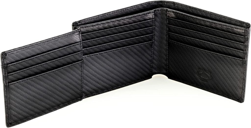 Stealth Mode Leather Bifold Wallet for Men - RFID Blocking, 11 Card Slots, Gift Box
