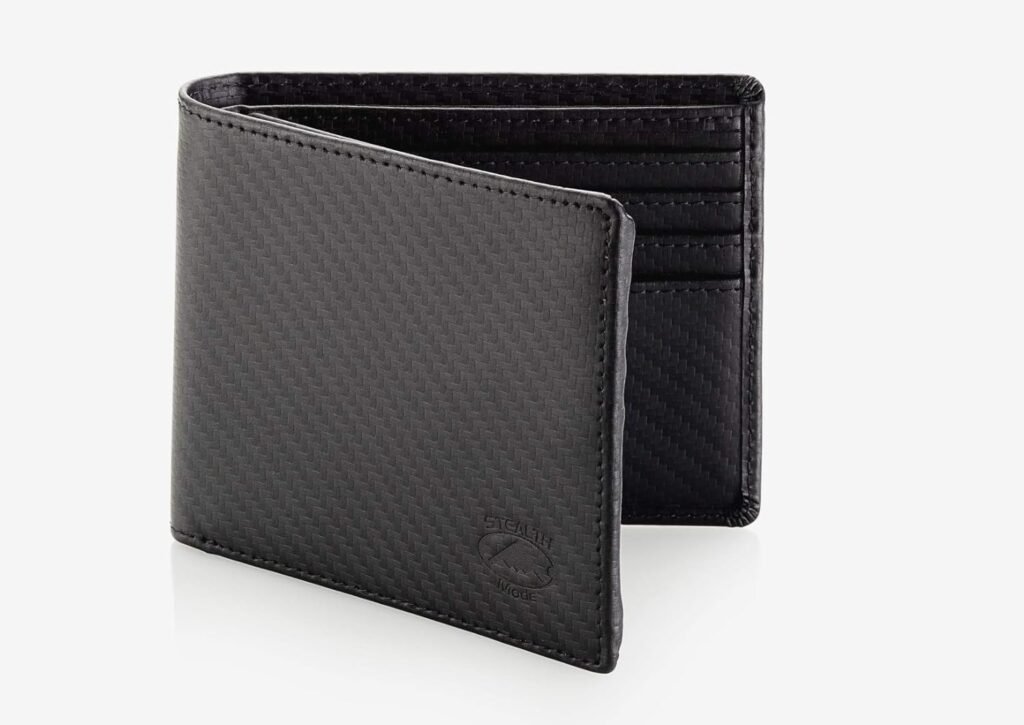 Stealth Mode Leather Bifold Wallet for Men - RFID Blocking, 11 Card Slots, Gift Box