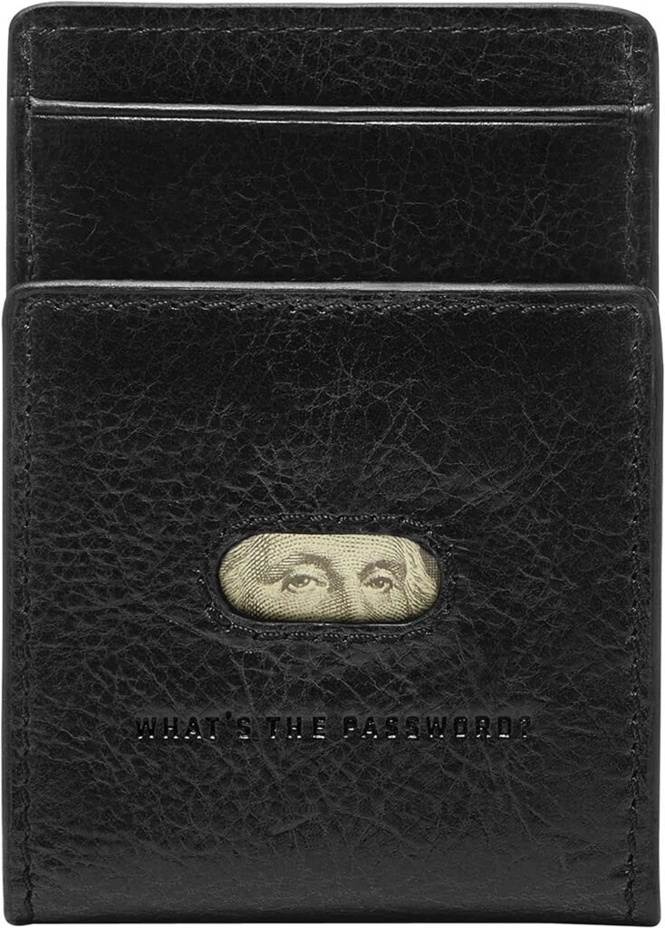 Fossil Mens Leather Minimalist Magnetic Card Case with Money Clip Front Pocket Wallet for Men
