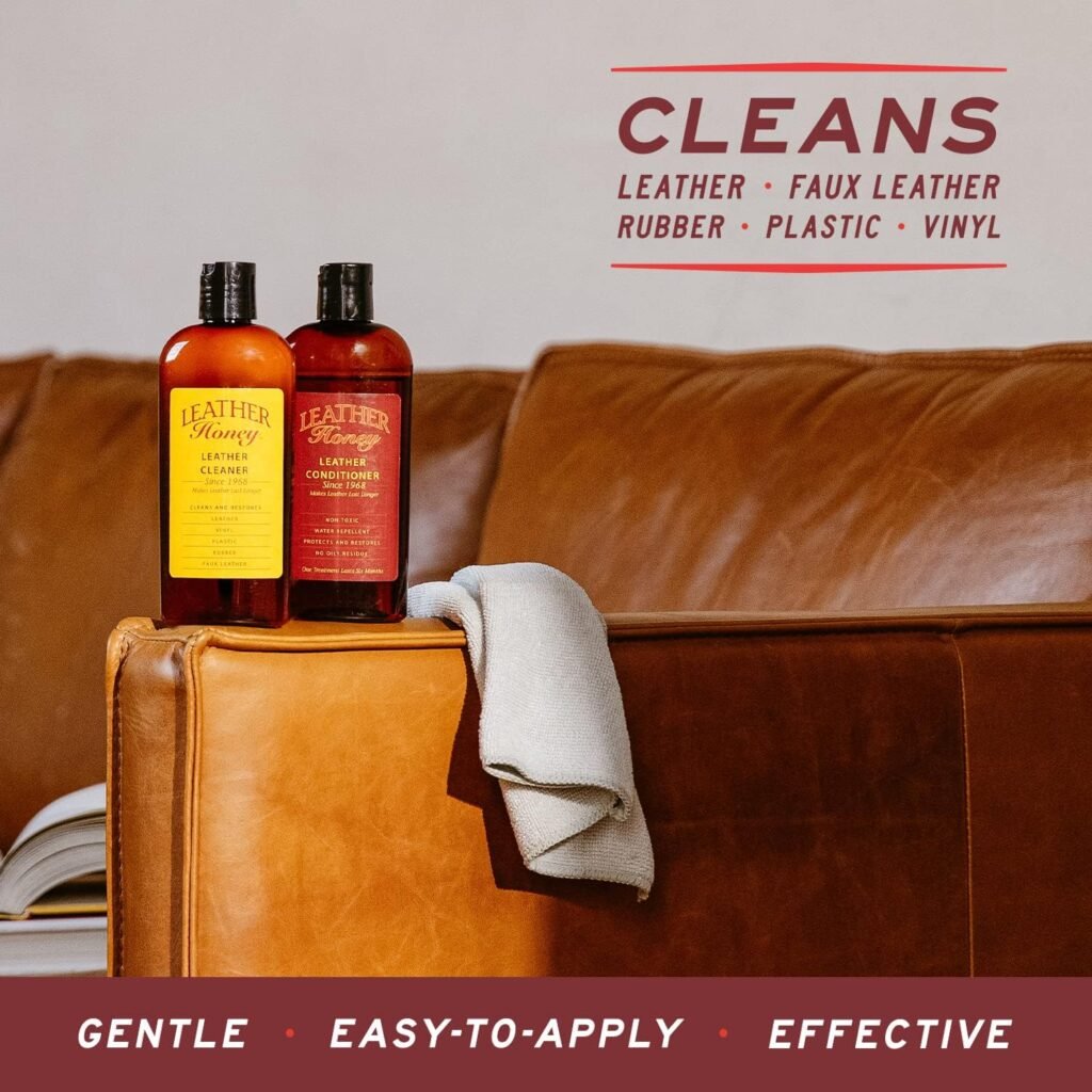 Leather Honey Leather Cleaner: Non-Toxic Leather Care Made in The USA Since 1968. Deep Cleans Leather, Faux  Vinyl - Couches, Car Seats, Purses, Tack, Shoes  Bags. Safe White Leather