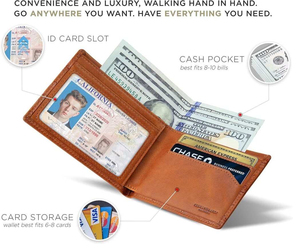 SERMAN BRANDS Mens Slim Bifold Wallet RFID Blocking Minimalist Front Pocket Wallets for Men - Thin  Stylish