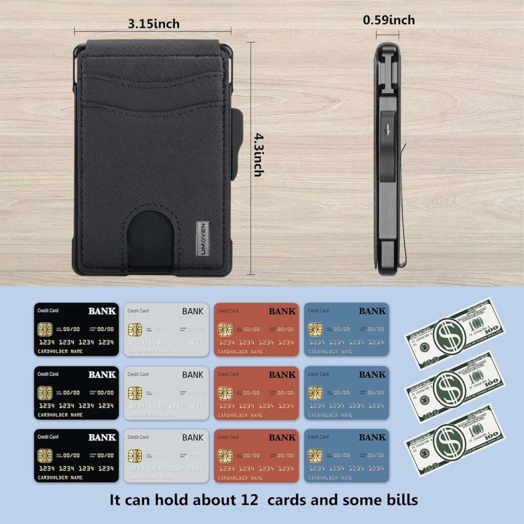 Wallet for Men - with Money Clip Slim Leather Slots Credit Card Holder RFID Blocking Bifold Minimalist Wallet with Gift Box (Money Clip Inside)