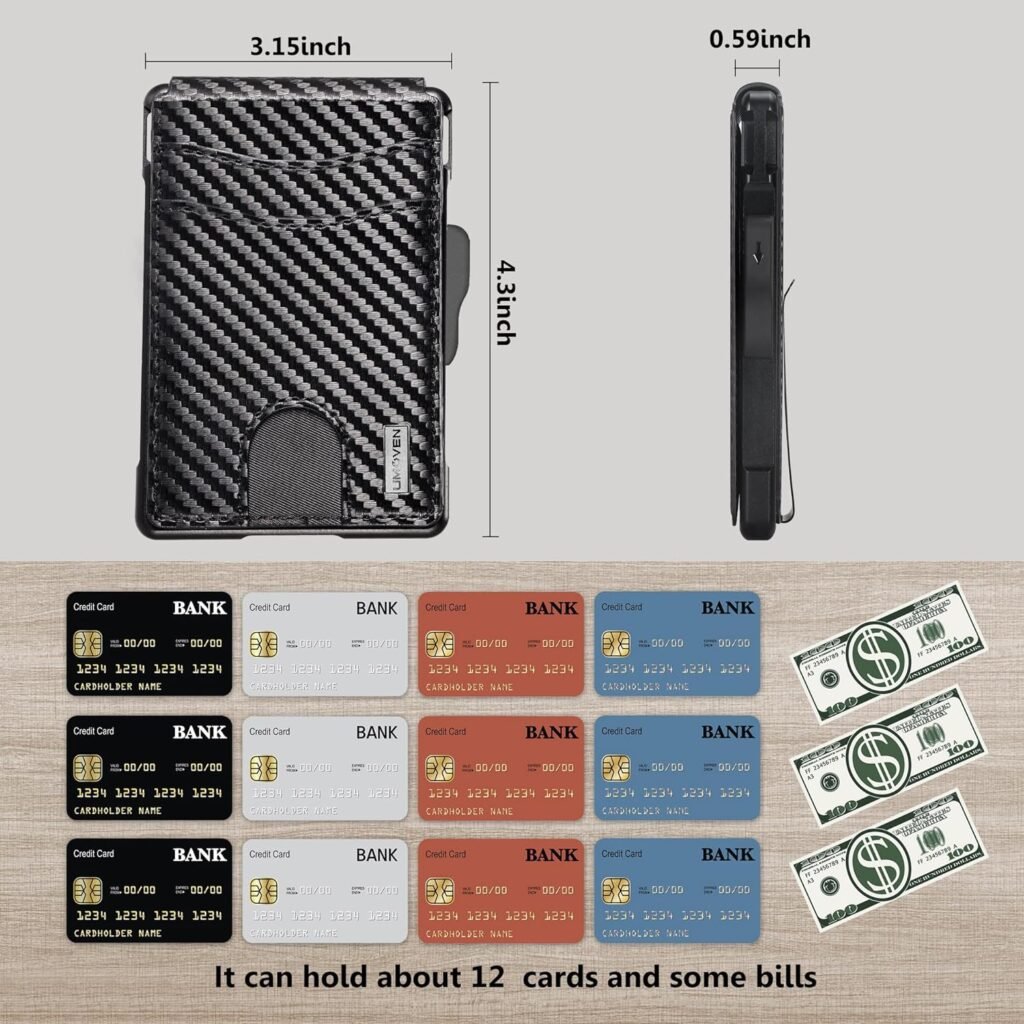 Wallet for Men - with Money Clip Slim Leather Slots Credit Card Holder RFID Blocking Bifold Minimalist Wallet with Gift Box (Money Clip Inside)