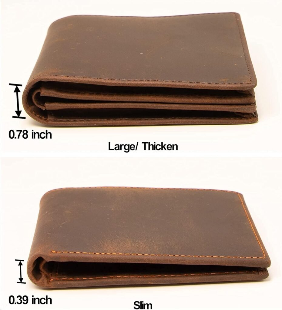 HRS Genuine Leather Wallets for Men, Handmade Vintage Italian Distressed Slim Bifold Mens Wallet with RFID Blocking