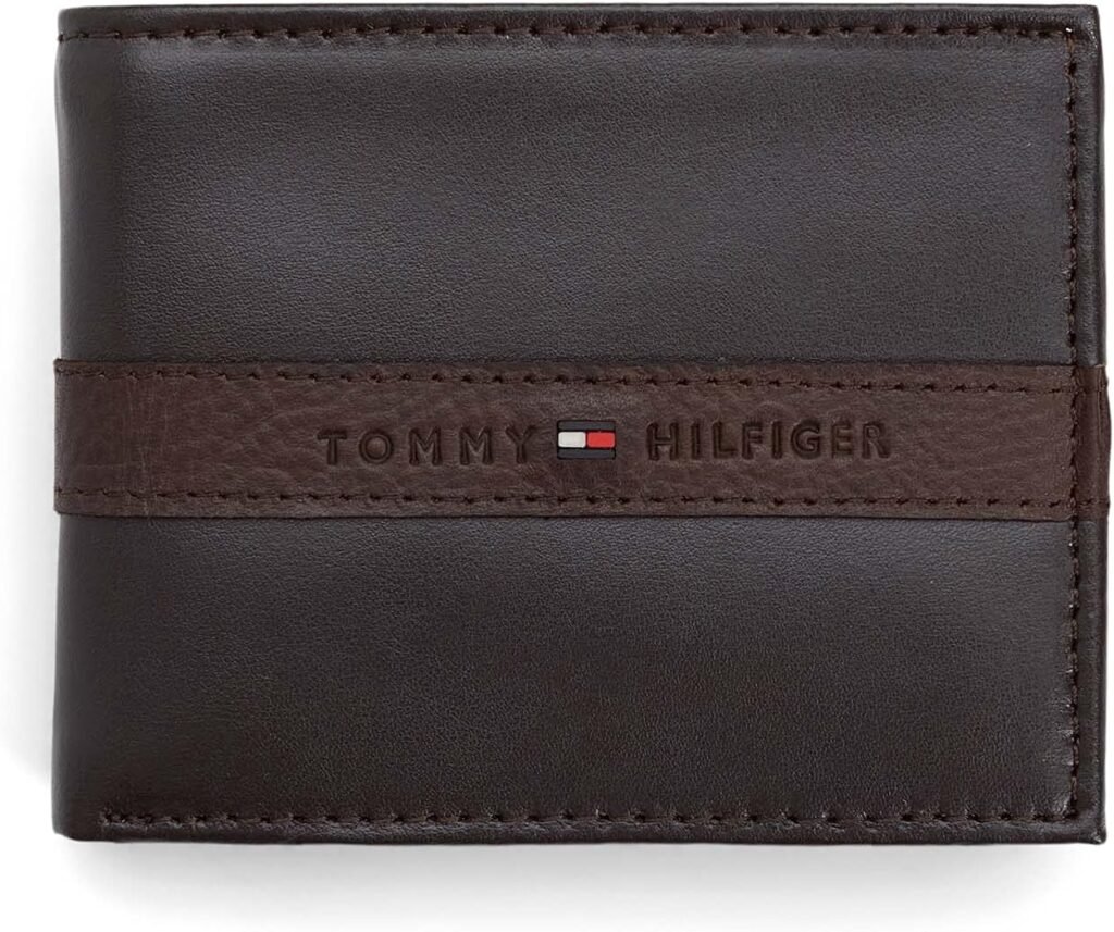 Tommy Hilfiger Mens Leather Slim Bifold Wallet With Coin Pocket