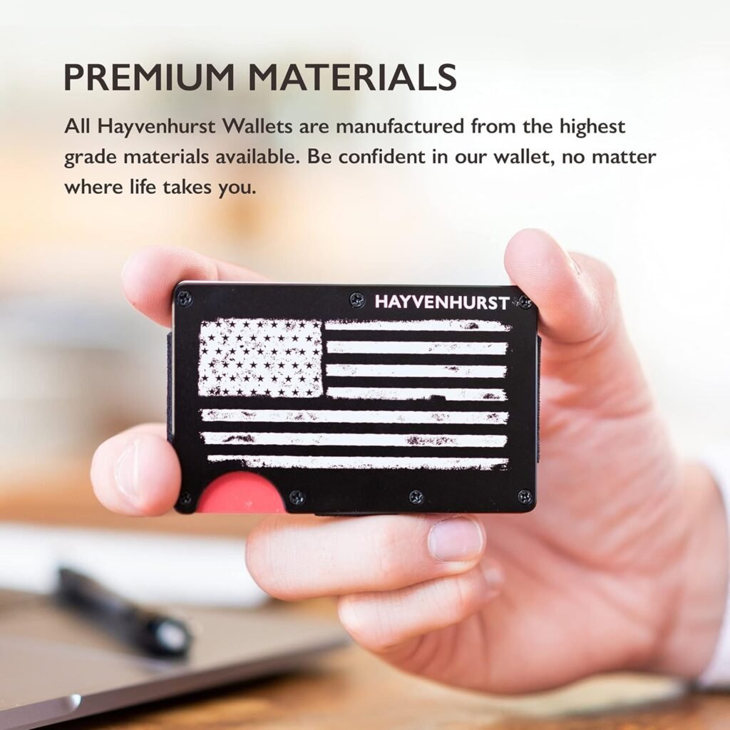 Hayvenhurst Slim Minimalist Front Pocket RFID Blocking Metal Wallets for Men with Money Clip